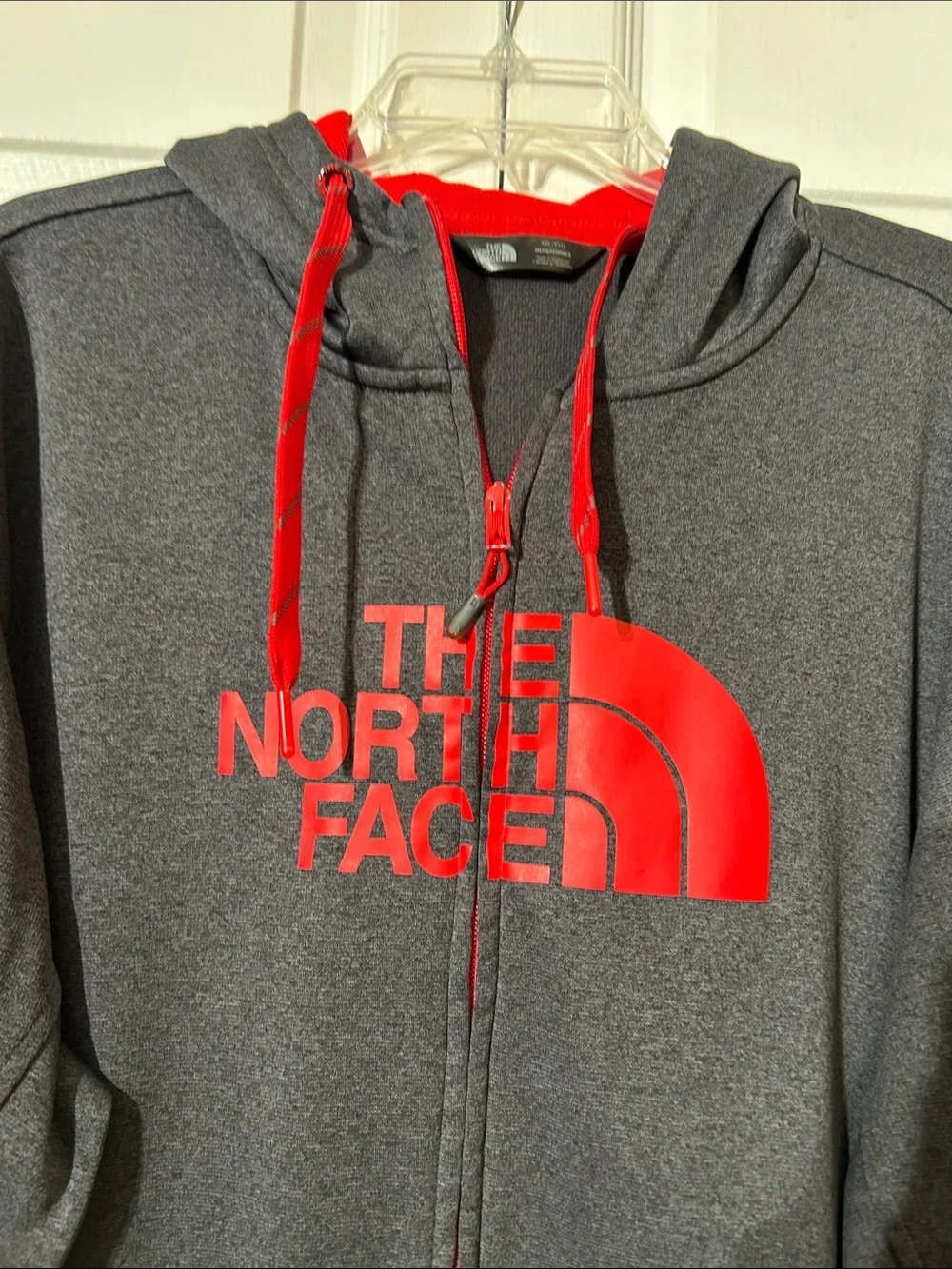 The North Face Men’s Red/Gray Drawstring Hooded Full Zip Jacket Size XXL